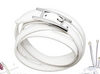 Leather bracelet, white with silver plated