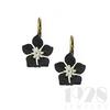 Black Garden Flower Lever Back Earrings