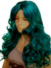 Green curly super long wig