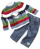 Nannette Baby Boy 3 Piece Striped Sweater & Pant Set