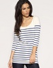 ASOS Longline 3/4 Sleeve Breton Stripe Top