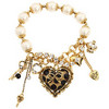 Betsey Johnson - Dot Dot Dot Pearl Stretch Bracelet W/ Polka Dot Heart...