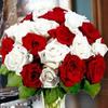 Букет из 29 бело-красных роз