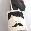 mr moustache tote bag