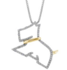 Sterling Silver & 14kt Yellow Gold .06ct TW Round Diamond Dog Necklace