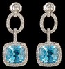 Topaz and diamonds set (earrings and Y-necklace, white gold)