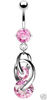 Pink CZ Gem Cosmo Dangle Belly Navel Ring