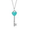 Heart key charm with Tiffany Blue enamel finish in sterling silver.