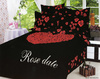 Чёрное постельное белье Rose Date с красным сердечком