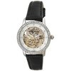 AK Anne Klein Women's 108441MPBK Automatic Swarovski® Crystal Accented Silver-Tone Black Leather Watch