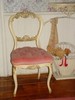 VINTAGE FRENCH PINK VELVET TUFTED CHAIR CARVED ROSES