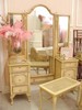 Original Carved Cream Vintage French & Wicker 1920's Bedroom Set