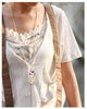 F478 Korea Style with Flower & Stone Rabbit Necklace