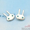 SP3651 Korean Style Blue Eyes Silver Rabbit Earrings