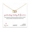 Gold dipped yesterday, today, forever necklace with mixed metal sideways hearts