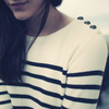 Striped Jersey Sweater with Gold Buttons