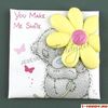 Магнит 6.5 х 6.5 см - Мишка с ромашкой - You Make Me Smile / Ты Поднимаешь Мне Настроение / (ME TO YOU)