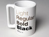 helvetica coffee mug