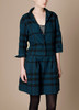 LONG SLEEVE BUTTON FRONT CHECK DRESS