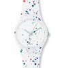 часы белые  в брызгах swatch