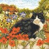 Вышивка - Котик в саду