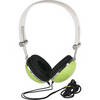 lime green stereo headphones.