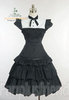 Gothic Lolita: Neat Square Collar Patch Trimming Dress*black