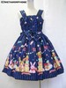 CL/Candy Star Rabbit Shirring Pinafore Dress (Navy Blue)