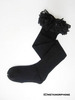 Cotton Raschel-Lace Over Knee High Socks black