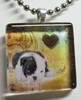 Little English Bulldog Puppy Love Heart Glass Tile Pendant Necklace