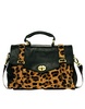 ASOS PREMIUM Leather Bag With Leopard Print Trim