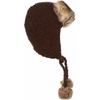 Knitted Faux Fur Trapper Pom Pom Hat