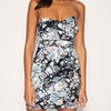 TFNC winter floral pleat front bandeau dress