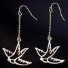 Bird Sparrow Peace Plate Silver Earring