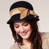 Navy Bow Cloche Hat