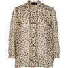 beige bird print blouse