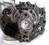 Steampunk Gothic Cuff Watch - Silver and black rose