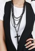 Black Multi Layer Chain &Cross Pendant Necklace