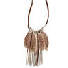 brown multi feather and chain necklace