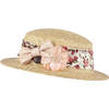 beige flower ribbon and bow boater hat
