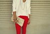 белый пиджак + красный джинсы