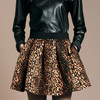 brown print mini skater skirt