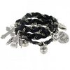 Bibi Black Leather Wrap Charm Bracelet