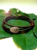 Tiny Leaf Leather Wrap Bracelet