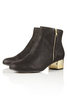 ADORN Black Gold Block Heel Ankle Boots