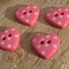 Salmon Pink spotty heart button