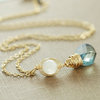 Teal Quartz and Moonstone Necklace