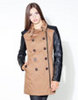 Long synthetic leather trench coat