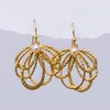 Hammered Gold Plated Multi-ring Earrings with White Freshwater Pearls