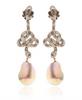 DIAMOND COILED SNAKE EARRINGS WITH LARGE PEARLS